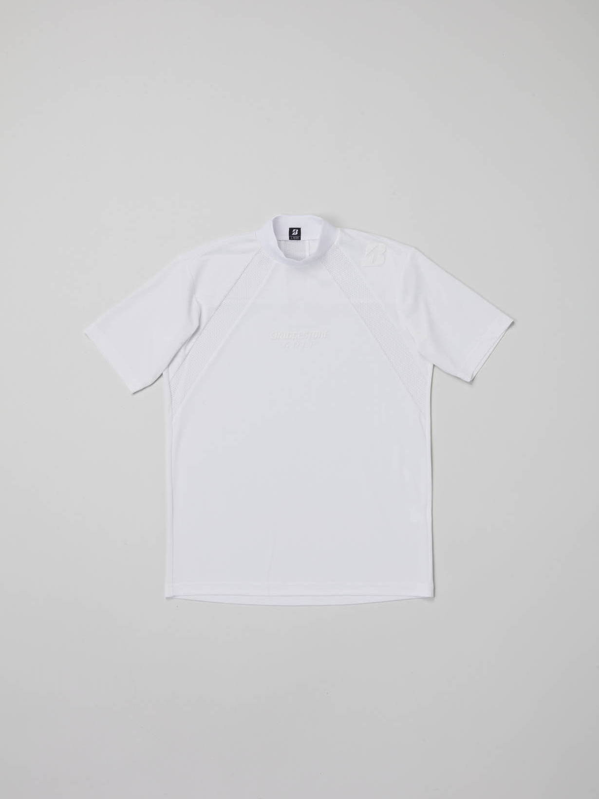 春夏 【B-01】 半袖モックネックシャツ(M WH(ホワイト)): アパレル